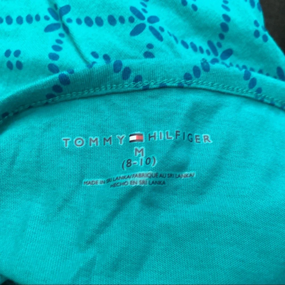Tommy Hilfiger spaghetti strap adjustable tank 8 blue geometric diamond beach